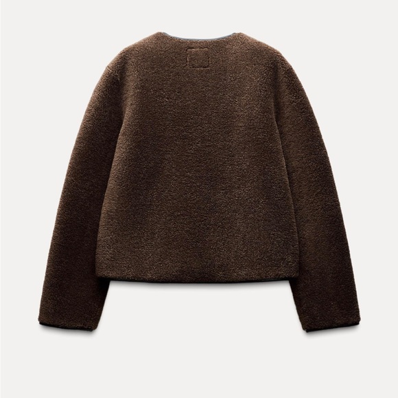 ZARA JACKET WITH FAUX SHEARLING BROWN BLACK XS SHERPA TEDDY COAT FAUX LEATHER - Picture 3 of 10